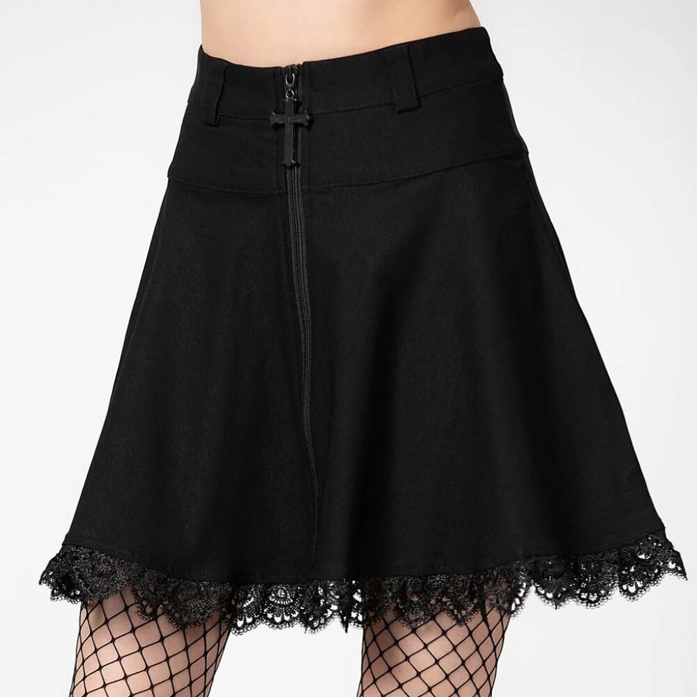 Killstar Punk Goth Skater Zipper Cross Zip Up Viktoria Mini Skirt S NWT